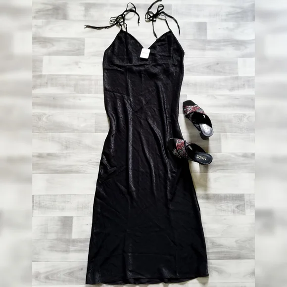 NWT Free People Tie Strap Slip Dress in Black - Picture 6 of 14